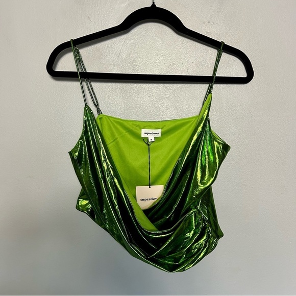 NWT Revolve Superdown Metallic Green Wrap Top Medium - Picture 7 of 9